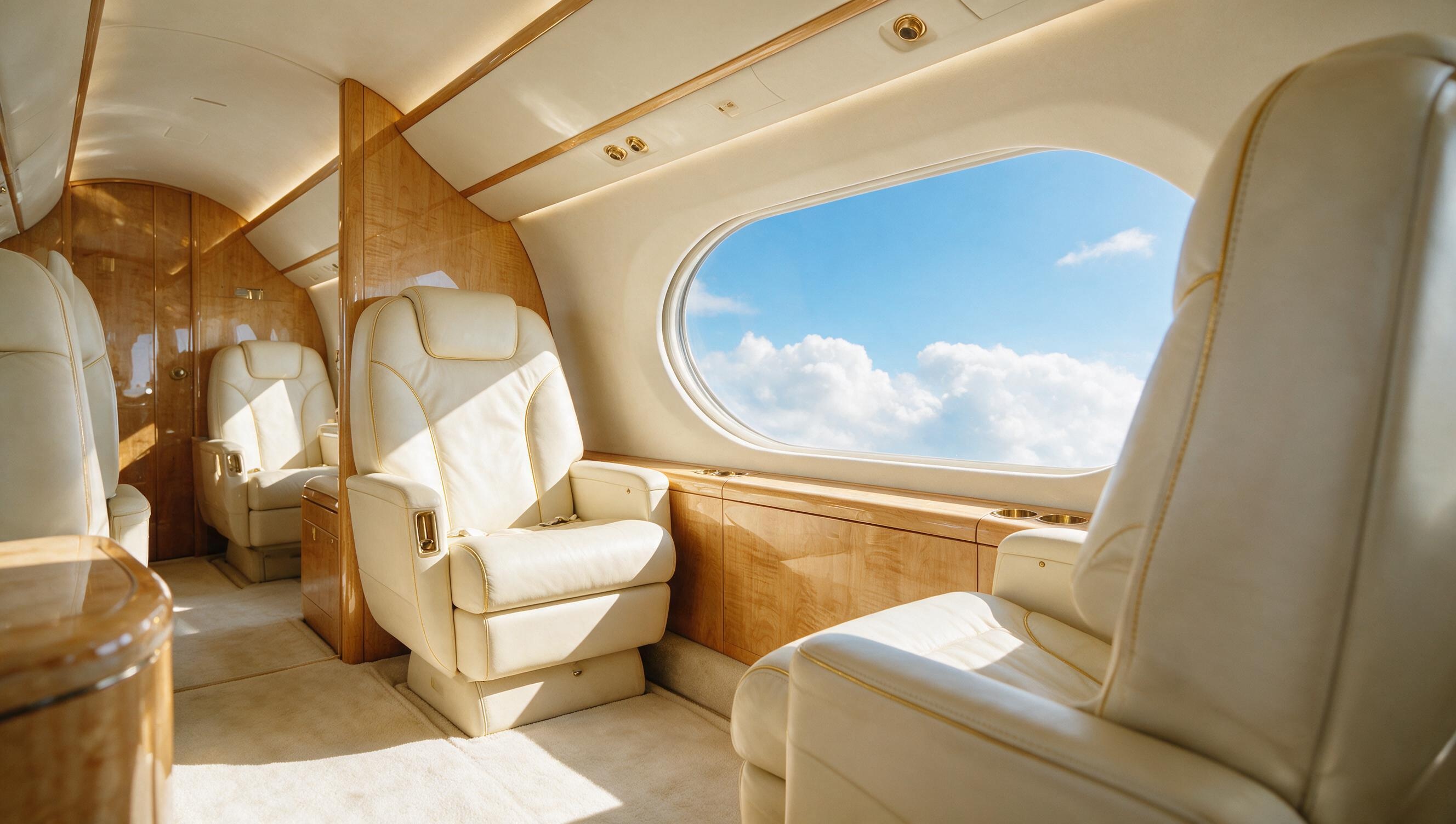 Luxury private jet cabin interior