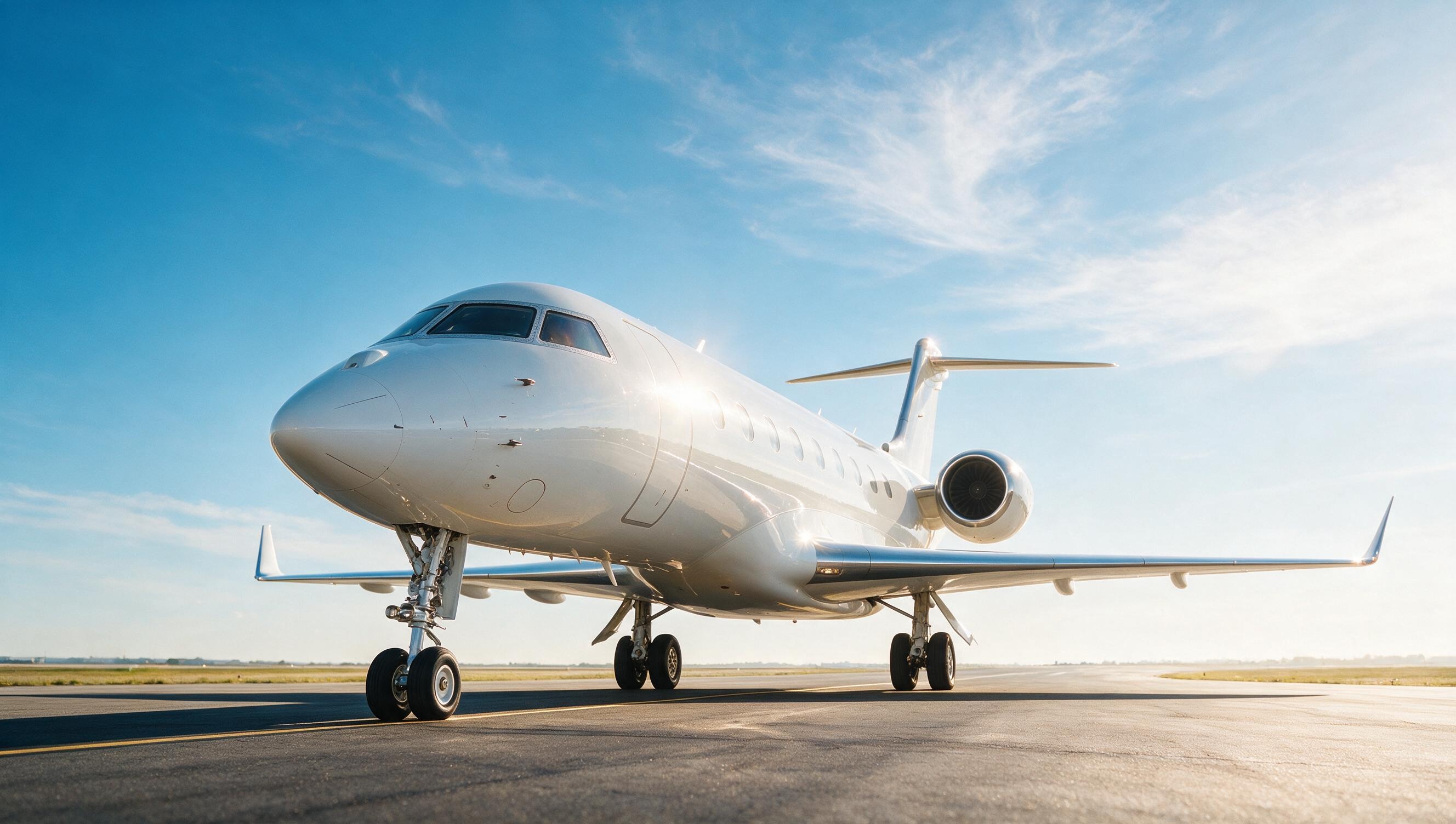 Private jet at golden hour